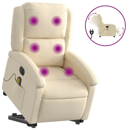 Fauteuil inclinable de massage électrique Crème Tissu