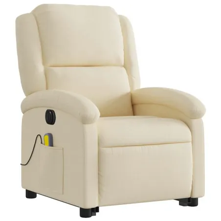 Fauteuil inclinable de massage électrique Crème Tissu