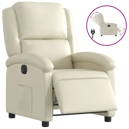 Fauteuil inclinable électrique Crème Similicuir 2