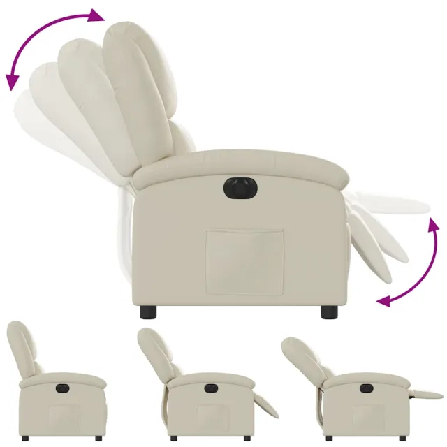 Fauteuil inclinable électrique Crème Similicuir
