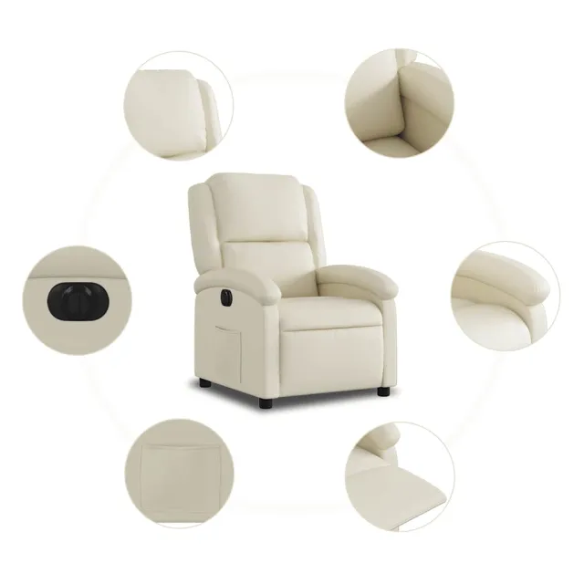 Fauteuil inclinable électrique Crème Similicuir
