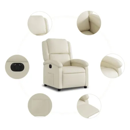 Fauteuil inclinable électrique Crème Similicuir