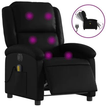 Fauteuil de massage inclinable électrique noir similicuir 2