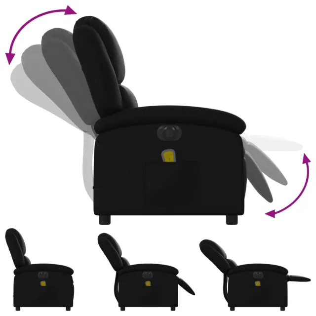 Fauteuil de massage inclinable électrique noir similicuir