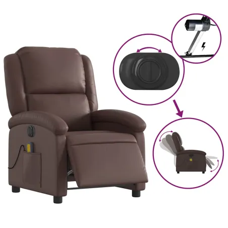 Fauteuil de massage inclinable électrique marron similicuir