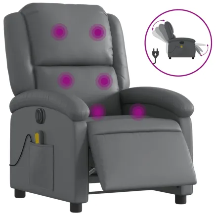 Fauteuil de massage inclinable électrique gris similicuir 2
