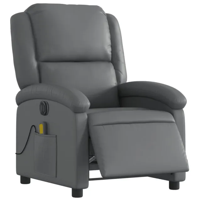 Fauteuil de massage inclinable électrique gris similicuir