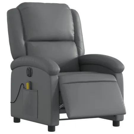 Fauteuil de massage inclinable électrique gris similicuir