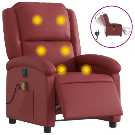 Fauteuil de massage inclinable électrique rouge bordeaux 2