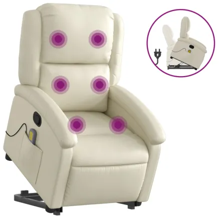 Fauteuil inclinable de massage Crème Similicuir 2