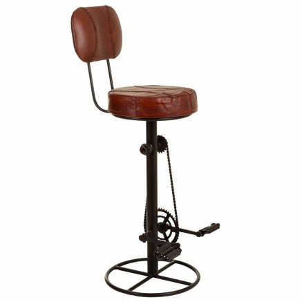 Hocker Alexandra House Living Braun Schwarz Leder Eisen 41 x 117 x 41