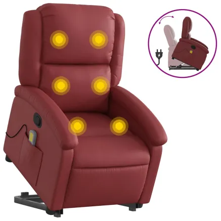 Fauteuil inclinable de massage Rouge bordeaux Similicuir 2