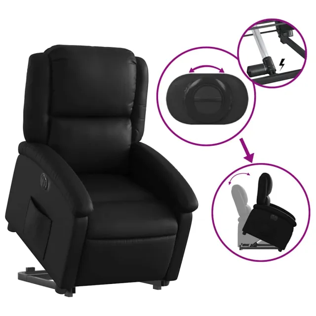 Fauteuil inclinable électrique noir similicuir