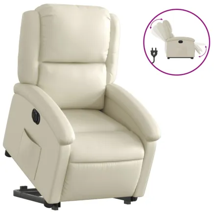 Fauteuil inclinable électrique crème similicuir 2