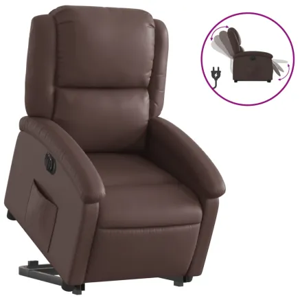 Fauteuil inclinable électrique marron similicuir 2