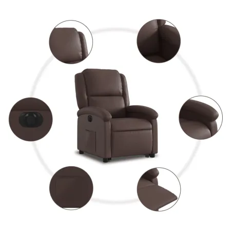 Fauteuil inclinable électrique marron similicuir