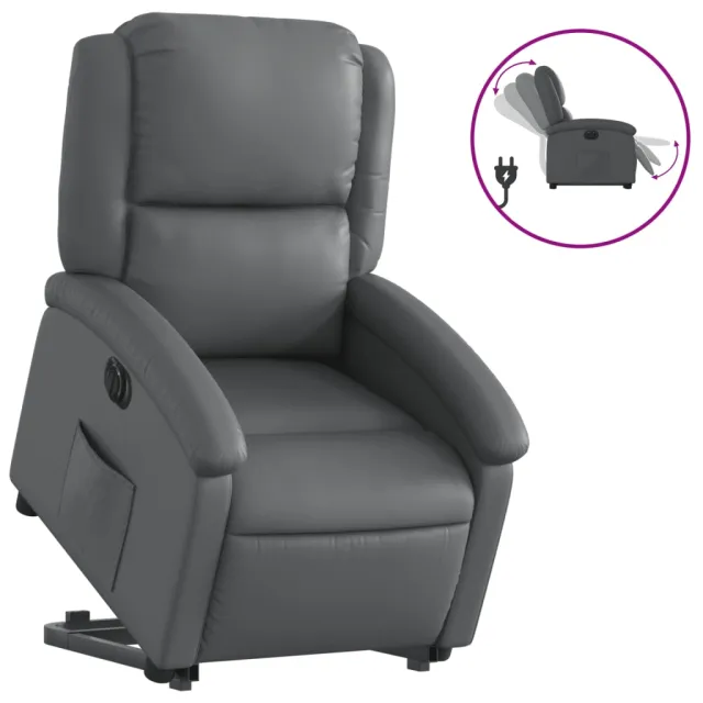 Fauteuil inclinable électrique gris similicuir