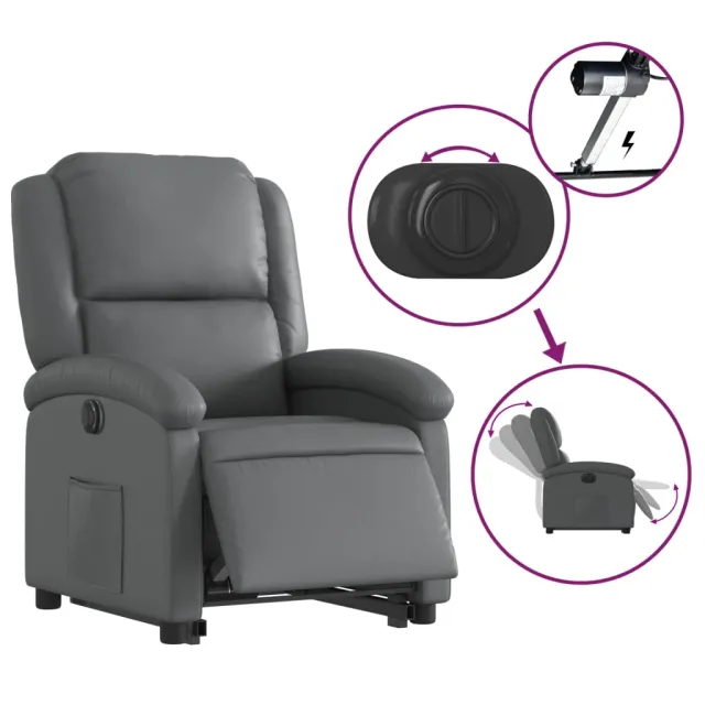 Fauteuil inclinable électrique gris similicuir