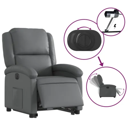 Fauteuil inclinable électrique gris similicuir