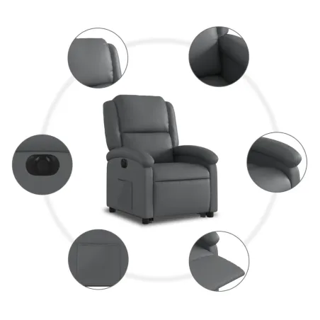 Fauteuil inclinable électrique gris similicuir