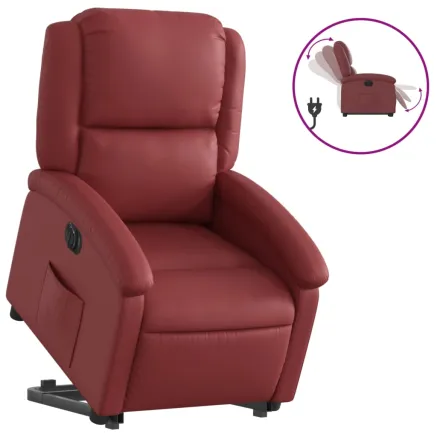 Fauteuil inclinable électrique rouge bordeaux similicuir 2