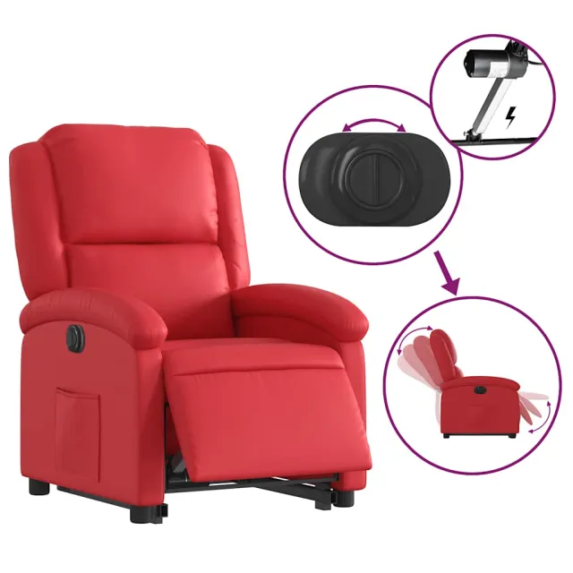 Fauteuil inclinable électrique rouge similicuir