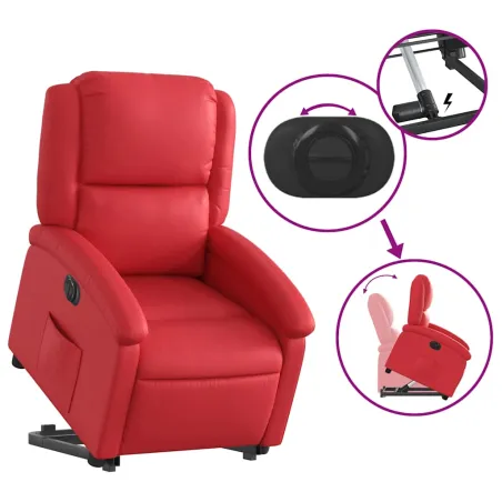 Fauteuil inclinable électrique rouge similicuir