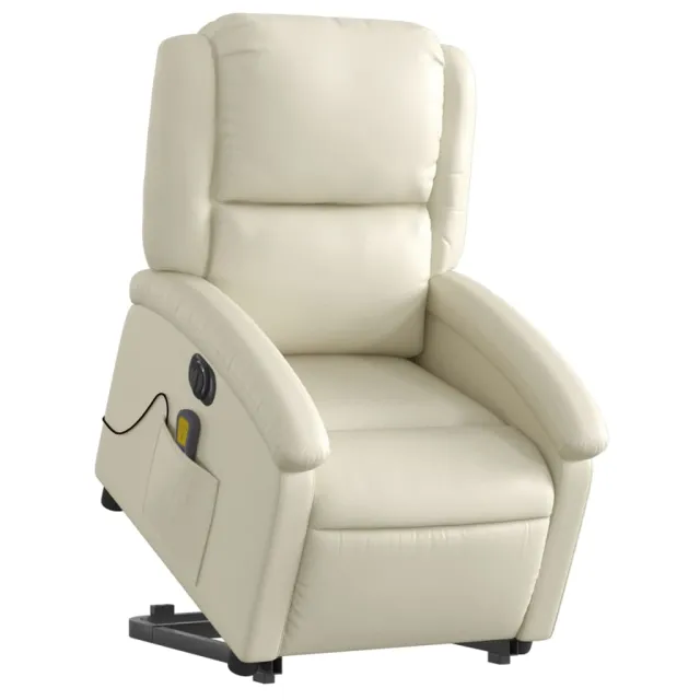 Fauteuil inclinable de massage électrique crème similicuir