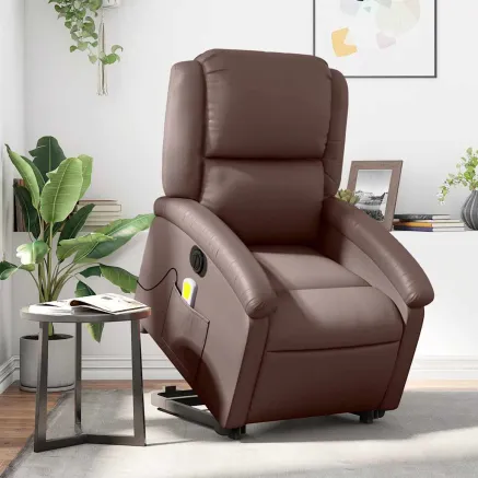Fauteuil inclinable de massage électrique marron similicuir