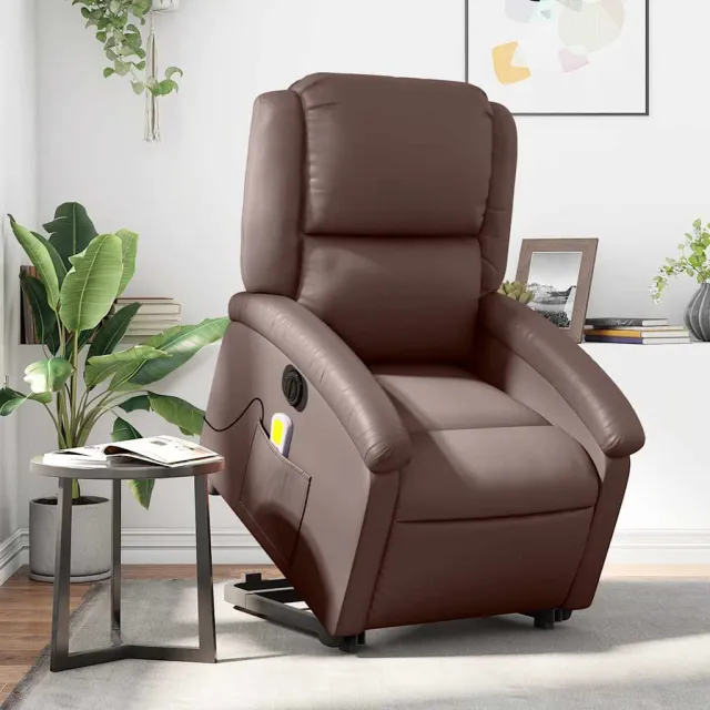 Fauteuil inclinable de massage électrique marron similicuir