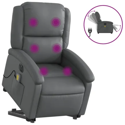 Fauteuil inclinable de massage électrique gris similicuir 2