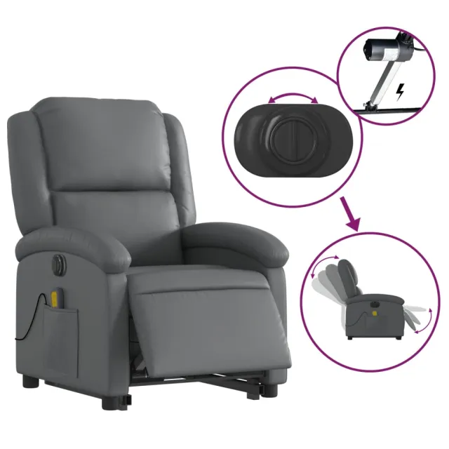 Fauteuil inclinable de massage électrique gris similicuir
