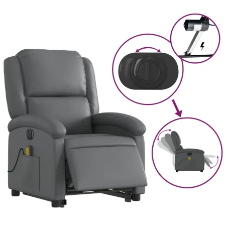 Fauteuil inclinable de massage électrique gris similicuir