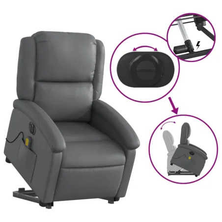 Fauteuil inclinable de massage électrique gris similicuir