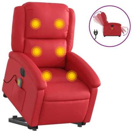 Fauteuil inclinable de massage électrique rouge similicuir 2