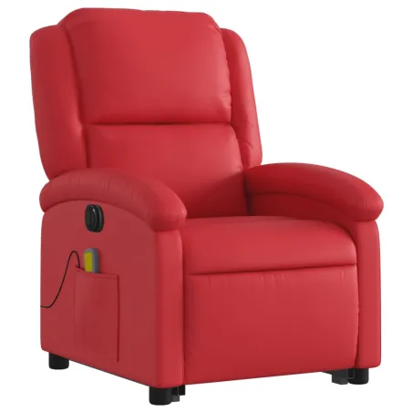 Fauteuil inclinable de massage électrique rouge similicuir