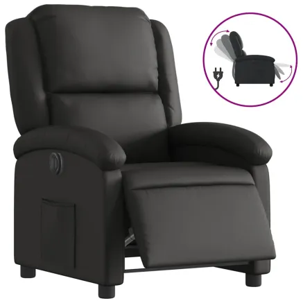 Fauteuil inclinable électrique noir cuir véritable 2
