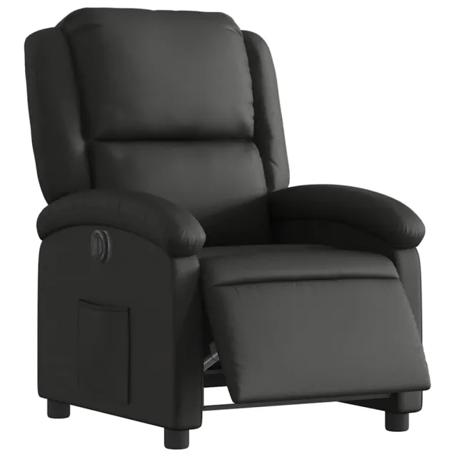 Fauteuil inclinable électrique noir cuir véritable