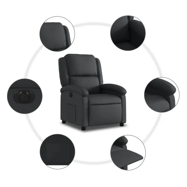 Fauteuil inclinable électrique noir cuir véritable