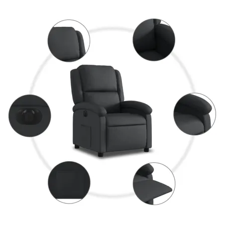 Fauteuil inclinable électrique noir cuir véritable