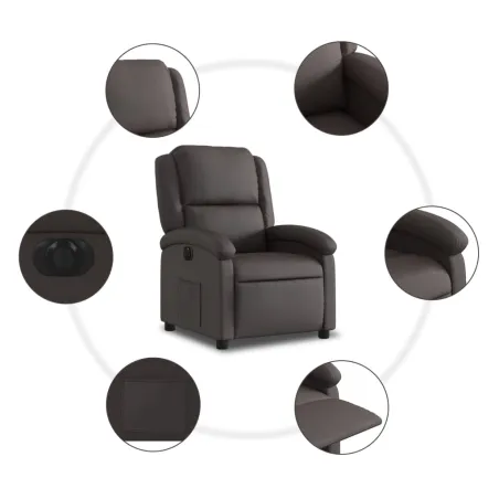 Fauteuil inclinable électrique marron foncé cuir véritable
