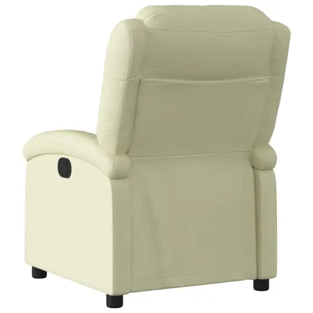 Fauteuil inclinable électrique crème cuir véritable
