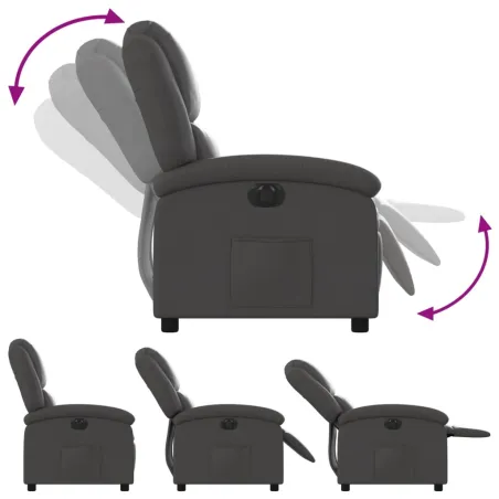 Fauteuil inclinable électrique gris cuir véritable