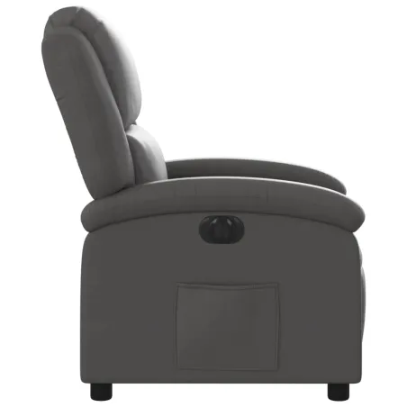 Fauteuil inclinable électrique gris cuir véritable