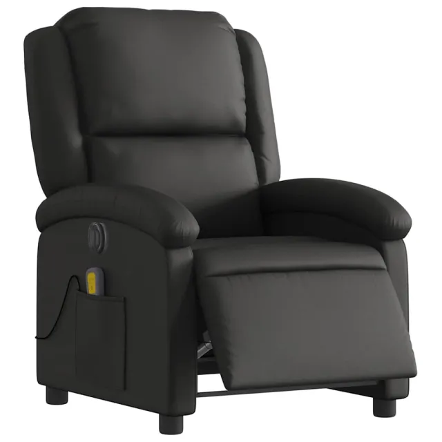 Fauteuil de massage inclinable électrique noir cuir véritable