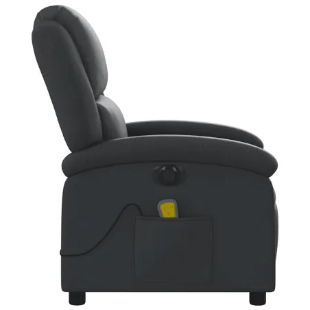 Fauteuil de massage inclinable électrique noir cuir véritable