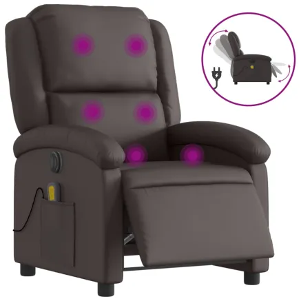 Fauteuil de massage inclinable électrique marron foncé 2
