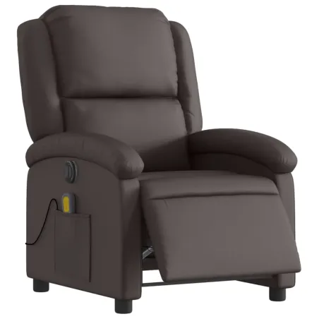 Fauteuil de massage inclinable électrique marron foncé