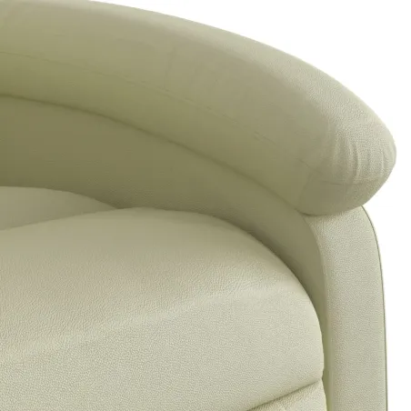 Fauteuil de massage inclinable électrique crème cuir véritable
