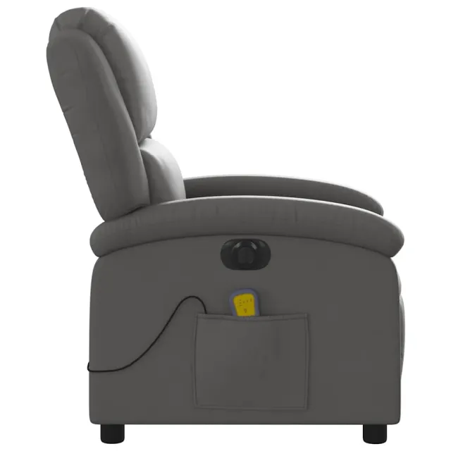 Fauteuil de massage inclinable électrique gris cuir véritable